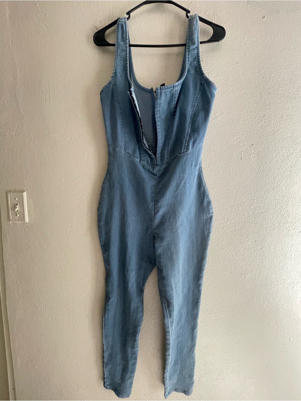 Light Blue Denim Jumpsuit - Women's Sleeveless Romper